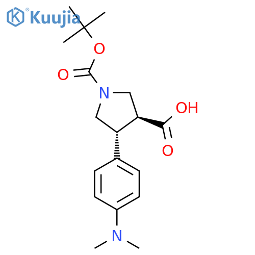 rac-(3R,4S)-1-(tert-butoxy)carbonyl-4-4-(dimethylamino)phenylpyrrolidine-3-carboxylic acid structure