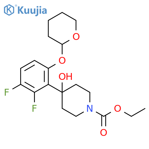 ethyl 4-(2,3-difluoro-6-((tetrahydro-2H-pyran-2-yl)oxy)phenyl)-4-hydroxypiperidine-1-carboxylate structure