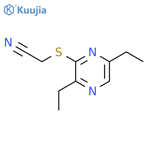 2-(3,6-diethylpyrazin-2-yl)sulfanylacetonitrile structure