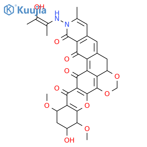 1H-Xantheno[4',3',2':4,5][1,3]benzodioxino[7,6-g]isoquinoline-14,17(2H,9H)-dione,3,4,8a,13-tetrahydro-3,15,16-trihydroxy-1,4-dimethoxy-12-methyl-13-[(1-methyl-2-oxopropylidene)amino]-,(1S,3R,4S,8aR)- (9CI) structure