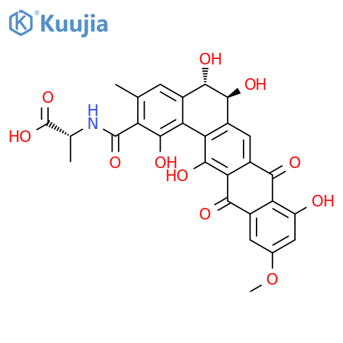 D-Alanine,N-[[(5S,6S)-5,6,8,13-tetrahydro-1,5,6,9,14-pentahydroxy-11-methoxy-3-methyl-8,13-dioxobenzo[a]naphthacen-2-yl]carbonyl]-(9CI) structure