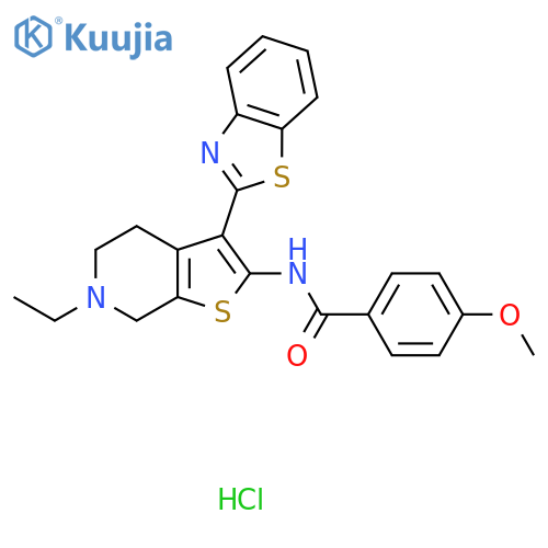 N-[3-(1,3-benzothiazol-2-yl)-6-ethyl-4H,5H,6H,7H-thieno[2,3-c]pyridin-2-yl]-4-methoxybenzamide hydrochloride structure