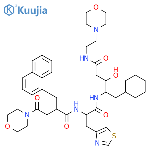 L-threo-Pentonamide,5-cyclohexyl-2,4,5-trideoxy-N-[2-(4-morpholinyl)ethyl]-4-[[(2S)-2-[[(2R)-4-(4-morpholinyl)-2-(1-naphthalenylmethyl)-1,4-dioxobutyl]amino]-1-oxo-3-(4-thiazolyl)propyl]amino]-(9CI) structure