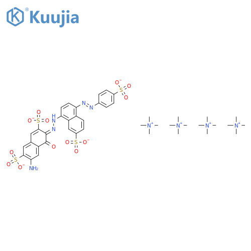 Methanaminium, N,N,N-trimethyl-, salt with 6-amino-4-hydroxy-3-((7-sulfo-4-((4-sulfophenyl)azo)-1-naphthalenyl)azo)-2,7-naphthalenedisulfonic acid(4:1) structure