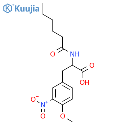 2-(hexanoylamino)-3-(4-methoxy-3-nitrophenyl)propanoic acid structure