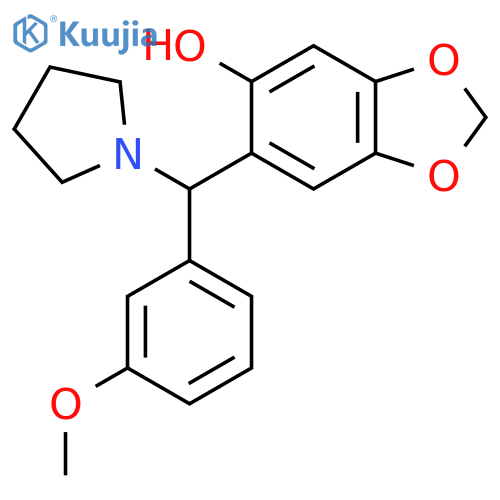 1,3-Benzodioxol-5-ol, 6-[(3-methoxyphenyl)-1-pyrrolidinylmethyl]- structure
