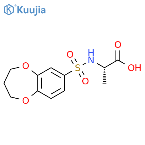 (2S)-2-(3,4-dihydro-2H-1,5-benzodioxepine-7-sulfonamido)propanoic acid structure
