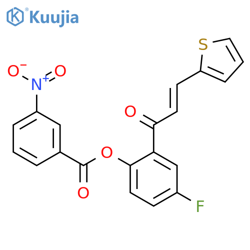 4-fluoro-2-(2E)-3-(thiophen-2-yl)prop-2-enoylphenyl 3-nitrobenzoate structure