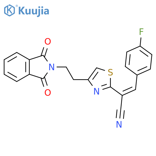 (Z)-2-{4-[2-(1,3-dioxo-1,3-dihydro-2H-isoindol-2-yl)ethyl]-1,3-thiazol-2-yl}-3-(4-fluorophenyl)-2-propenenitrile structure