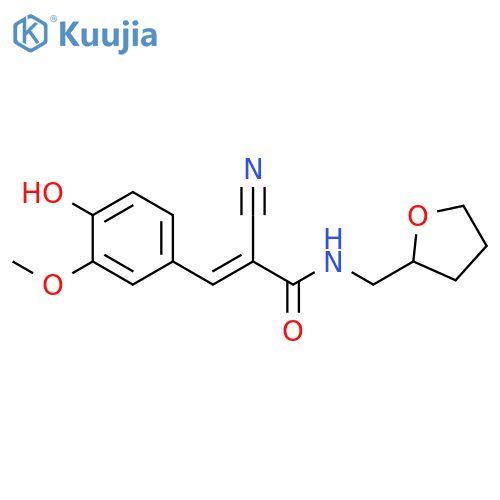 (E)-2-cyano-3-(4-hydroxy-3-methoxyphenyl)-N-(oxolan-2-ylmethyl)prop-2-enamide structure