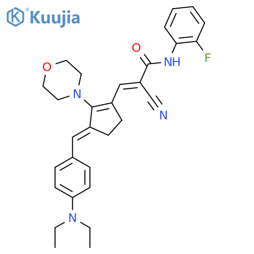 (E)-2-cyano-3-[(3E)-3-[[4-(diethylamino)phenyl]methylidene]-2-morpholin-4-ylcyclopenten-1-yl]-N-(2-fluorophenyl)prop-2-enamide structure