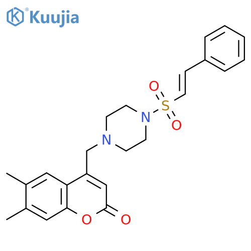 6,7-dimethyl-4-{[4-(2-phenylethenesulfonyl)piperazin-1-yl]methyl}-2H-chromen-2-one structure