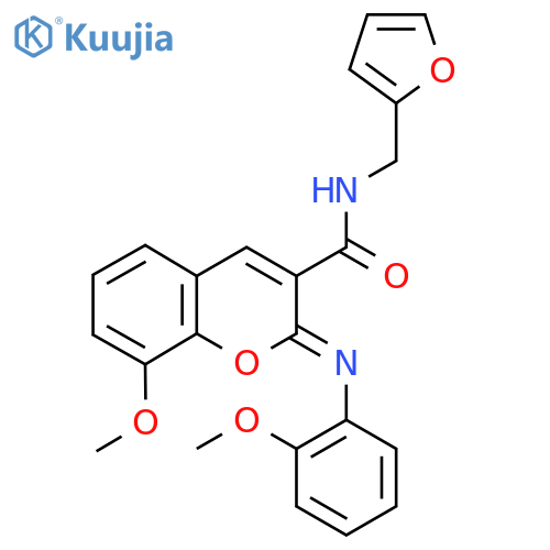 (2Z)-N-[(furan-2-yl)methyl]-8-methoxy-2-[(2-methoxyphenyl)imino]-2H-chromene-3-carboxamide structure