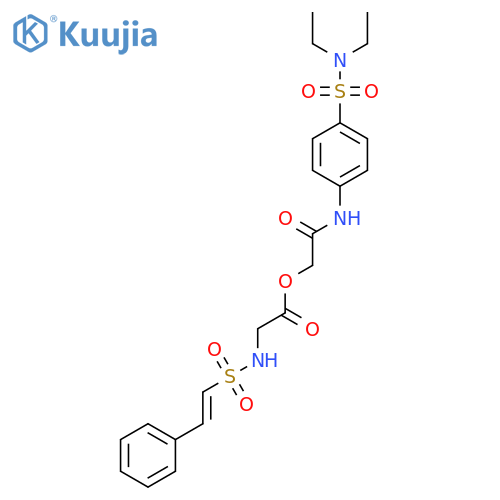 [2-[4-(diethylsulfamoyl)anilino]-2-oxoethyl] 2-[[(E)-2-phenylethenyl]sulfonylamino]acetate structure