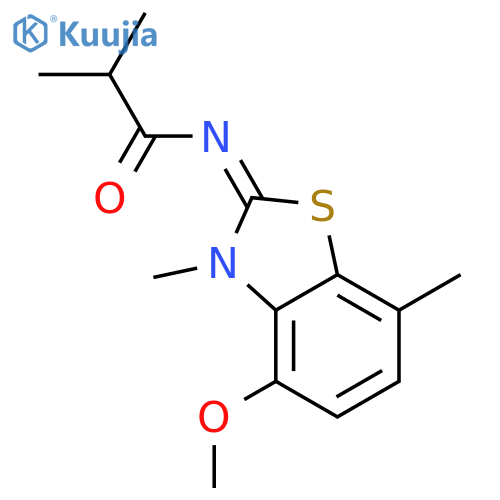 N-(2Z)-4-methoxy-3,7-dimethyl-2,3-dihydro-1,3-benzothiazol-2-ylidene-2-methylpropanamide structure