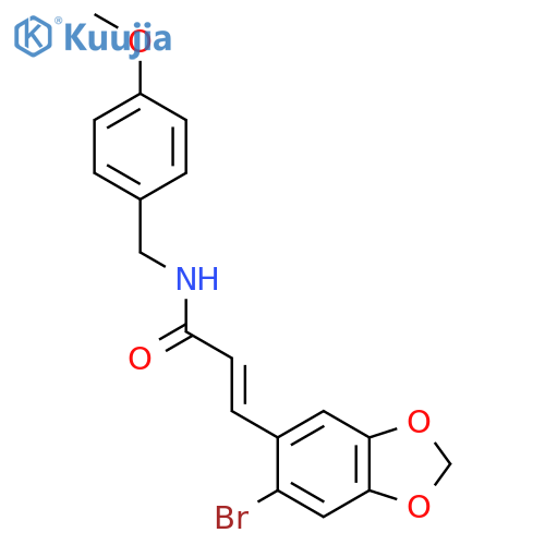 (E)-3-(6-bromo-1,3-benzodioxol-5-yl)-N-(4-methoxybenzyl)-2-propenamide structure