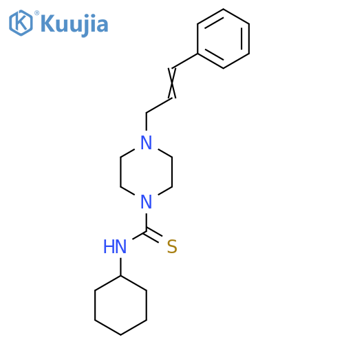 (Cyclohexylamino)(4-(3-phenylprop-2-enyl)piperazinyl)methane-1-thione structure