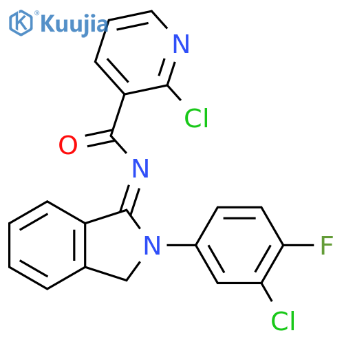 2-chloro-N-[2-(3-chloro-4-fluorophenyl)-3H-isoindol-1-ylidene]pyridine-3-carboxamide structure