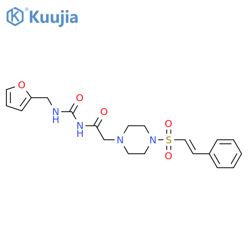 N-(furan-2-ylmethylcarbamoyl)-2-[4-[(E)-2-phenylethenyl]sulfonylpiperazin-1-yl]acetamide structure