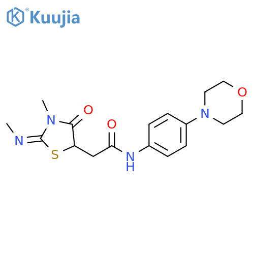 2-(2E)-3-methyl-2-(methylimino)-4-oxo-1,3-thiazolidin-5-yl-N-4-(morpholin-4-yl)phenylacetamide structure
