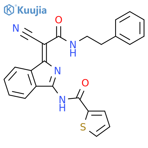 N-[(1Z)-1-{cyano[(2-phenylethyl)carbamoyl]methylidene}-1H-isoindol-3-yl]thiophene-2-carboxamide structure