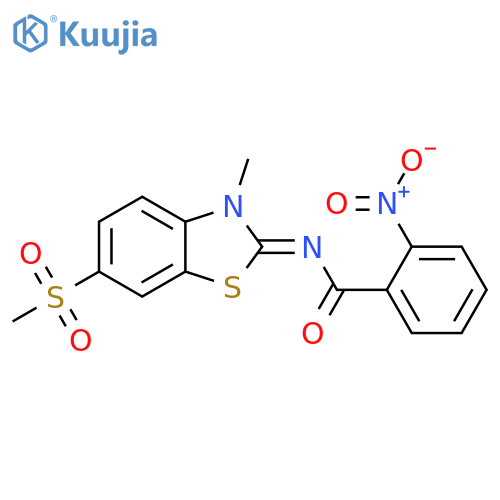 N-(2Z)-6-methanesulfonyl-3-methyl-2,3-dihydro-1,3-benzothiazol-2-ylidene-2-nitrobenzamide structure