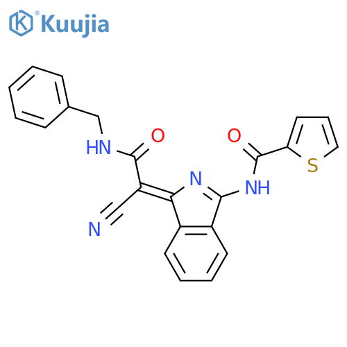 N-[(1Z)-1-[(benzylcarbamoyl)(cyano)methylidene]-1H-isoindol-3-yl]thiophene-2-carboxamide structure