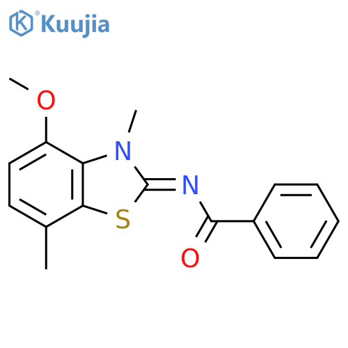 N-(2Z)-4-methoxy-3,7-dimethyl-2,3-dihydro-1,3-benzothiazol-2-ylidenebenzamide structure