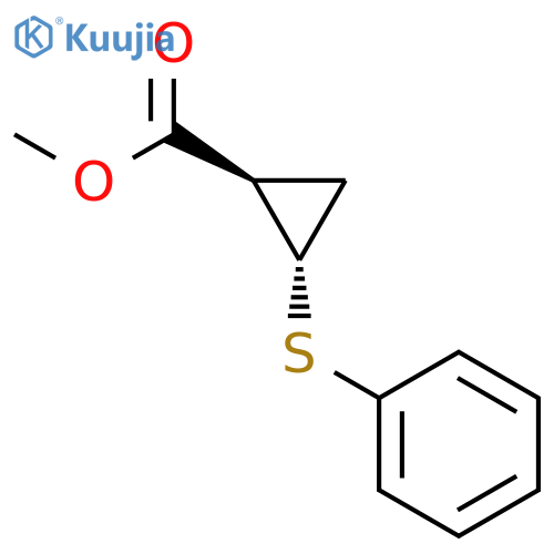 Cyclopropanecarboxylic acid, 2-(phenylthio)-, methyl ester, (1R-trans)- structure