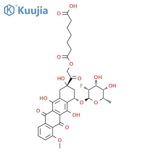 Heptanedioic acid,1-[2-[(2S,4S)-4-[(2,6-dideoxy-2-fluoro-a-L-talopyranosyl)oxy]-1,2,3,4,6,11-hexahydro-2,5,12-trihydroxy-7-methoxy-6,11-dioxo-2-naphthacenyl]-2-oxoethyl]ester structure