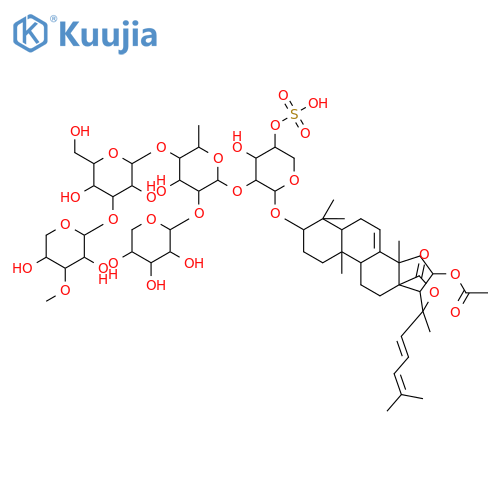 Lanosta-7,22,24-trien-18-oicacid, 16-(acetyloxy)-20-hydroxy-3-[(O-3-O-methyl-b-D-xylopyranosyl-(1&reg;3)-O-b-D-glucopyranosyl-(1&reg;4)-O-[b-D-xylopyranosyl-(1&reg;2)]-O-6-deoxy-b-D-glucopyranosyl-(1&reg;2)-4-O-sulfo-b-D-xylopyranosyl)oxy]-, g-lactone, (3b,16b,22E)- (9CI) structure