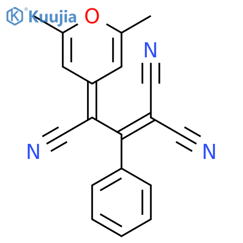 3-(2,6-dimethyl-4H-pyran-4-ylidene)-2-phenylpropen-1,1,3-tricarbonitrile structure