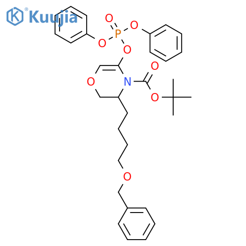 4H-1,4-Oxazine-4-carboxylic acid, 5-[(diphenoxyphosphinyl)oxy]-2,3-dihydro-3-[4-(phenylmethoxy)butyl]-, 1,1-dimethylethyl ester, (3S)- structure