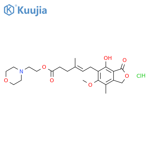 4-Hexenoic acid,6-(1,3-dihydro-4-hydroxy-6-methoxy-7-methyl-3-oxo-5-isobenzofuranyl)-4-methyl-,2-(4-morpholinyl)ethyl ester, hydrochloride (1:1), (4E)- structure