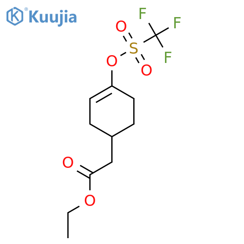 Ethyl 2-(4-(trifluoromethylsulfonyloxy)cyclohex-3-enyl)acetate structure