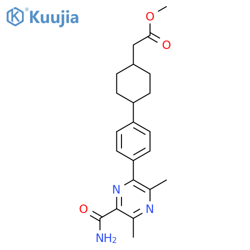 trans-4-4-6-(Aminocarbonyl)-3,5-dimethyl-2-pyrazinylphenylcyclohexaneacetic Acid Methyl Ester structure