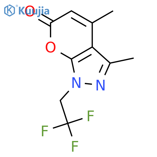 3,4-dimethyl-1-(2,2,2-trifluoroethyl)pyrano[2,3-c]pyrazol-6-one structure