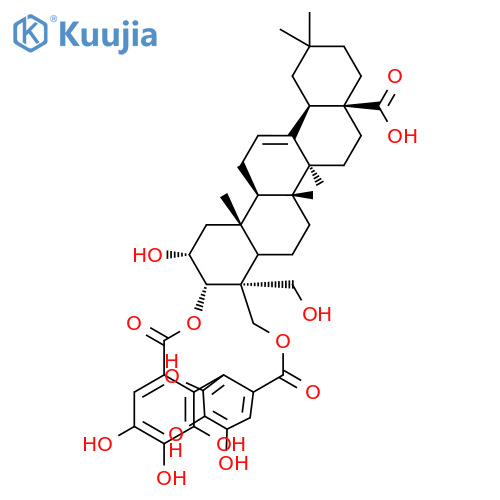 Olean-12-en-28-oicacid,3,23-[[(1R)-4,4',5,5',6,6'-hexahydroxy[1,1'-biphenyl]-2,2'-diyl]bis(carbonyloxy)]-2,24-dihydroxy-,(2a,3b,4a)- (9CI) structure