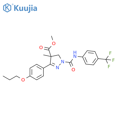 1H-Pyrazole-4-carboxylicacid,4,5-dihydro-4-methyl-3-(4-propoxyphenyl)-1-[[[4-(trifluoromethyl)phenyl]amino]carbonyl]-,methyl ester structure