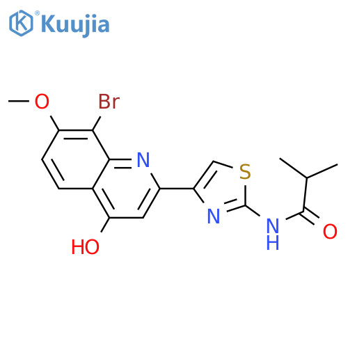 N-(4-(8-bromo-4-hydroxy-7-methoxyquinolin-2-yl)thiazol-2-yl)isobutyramide structure