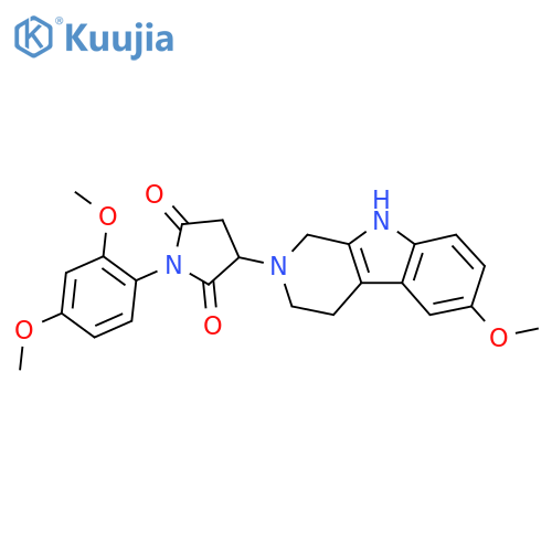 1-(2,4-dimethoxyphenyl)-3-{6-methoxy-1H,2H,3H,4H,9H-pyrido3,4-bindol-2-yl}pyrrolidine-2,5-dione structure