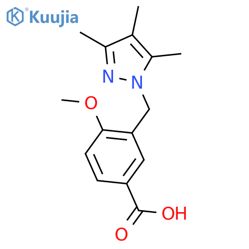 4-Methoxy-3-[(3,4,5-trimethyl-1H-pyrazol-1-yl)-methyl]benzoic acid structure