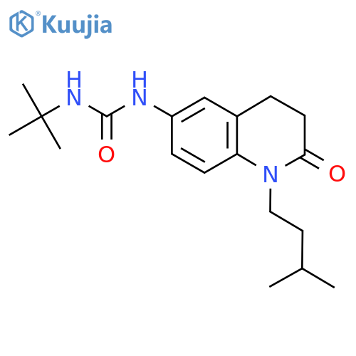 3-tert-butyl-1-1-(3-methylbutyl)-2-oxo-1,2,3,4-tetrahydroquinolin-6-ylurea structure