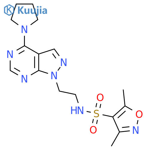 3,5-dimethyl-N-{2-[4-(pyrrolidin-1-yl)-1H-pyrazolo[3,4-d]pyrimidin-1-yl]ethyl}-1,2-oxazole-4-sulfonamide structure