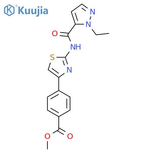 methyl 4-2-(1-ethyl-1H-pyrazole-5-amido)-1,3-thiazol-4-ylbenzoate structure