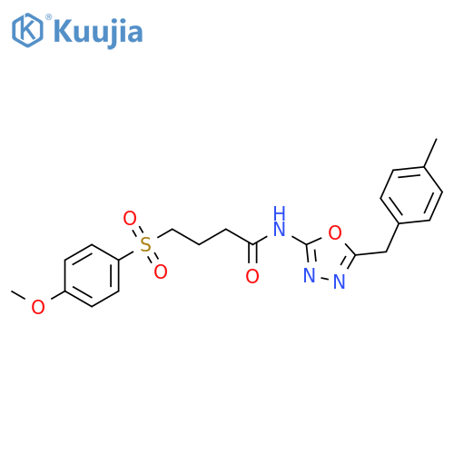 4-(4-methoxybenzenesulfonyl)-N-{5-[(4-methylphenyl)methyl]-1,3,4-oxadiazol-2-yl}butanamide structure