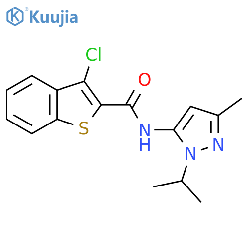 3-chloro-N-3-methyl-1-(propan-2-yl)-1H-pyrazol-5-yl-1-benzothiophene-2-carboxamide structure