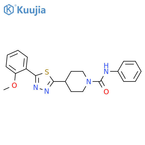 4-[5-(2-methoxyphenyl)-1,3,4-thiadiazol-2-yl]-N-phenylpiperidine-1-carboxamide structure
