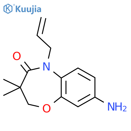 8-amino-3,3-dimethyl-5-(prop-2-en-1-yl)-2,3,4,5-tetrahydro-1,5-benzoxazepin-4-one structure