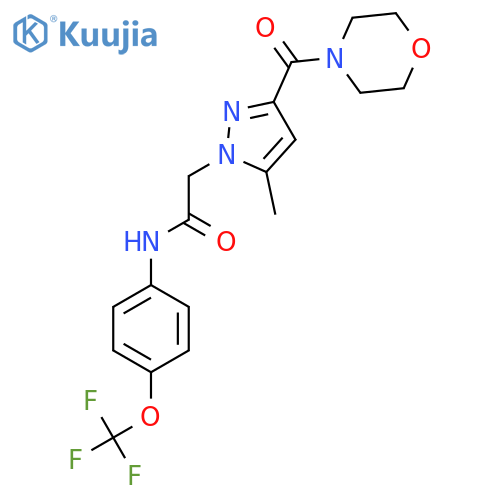 2-5-methyl-3-(morpholine-4-carbonyl)-1H-pyrazol-1-yl-N-4-(trifluoromethoxy)phenylacetamide structure